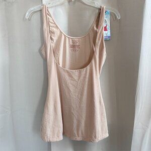 Assets Spanx Red Hot Label Open Bust Tank XL Beige Floral Mesh Sides Luxe 18533